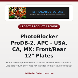 PhotoBlocker ProDB-2, APC - USA, CA, MX: Front/Rear 12" Plates — original product photo missing from recovered backup