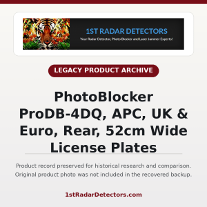 PhotoBlocker ProDB-4DQ, APC, UK & Euro, Rear, 52cm Wide License Plates — original product photo missing from recovered backup
