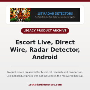 Escort Live, Direct Wire, Radar Detector, Android — original product photo missing from recovered backup