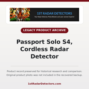 Passport Solo S4, Cordless Radar Detector — original product photo missing from recovered backup