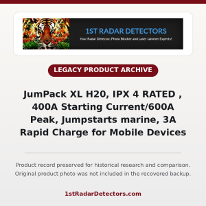 JumPack XL H20, IPX 4 RATED , 400A Starting Current/600A Peak, Jumpstarts marine, 3A Rapid Charge for Mobile Devices — original product photo missing from recovered backup