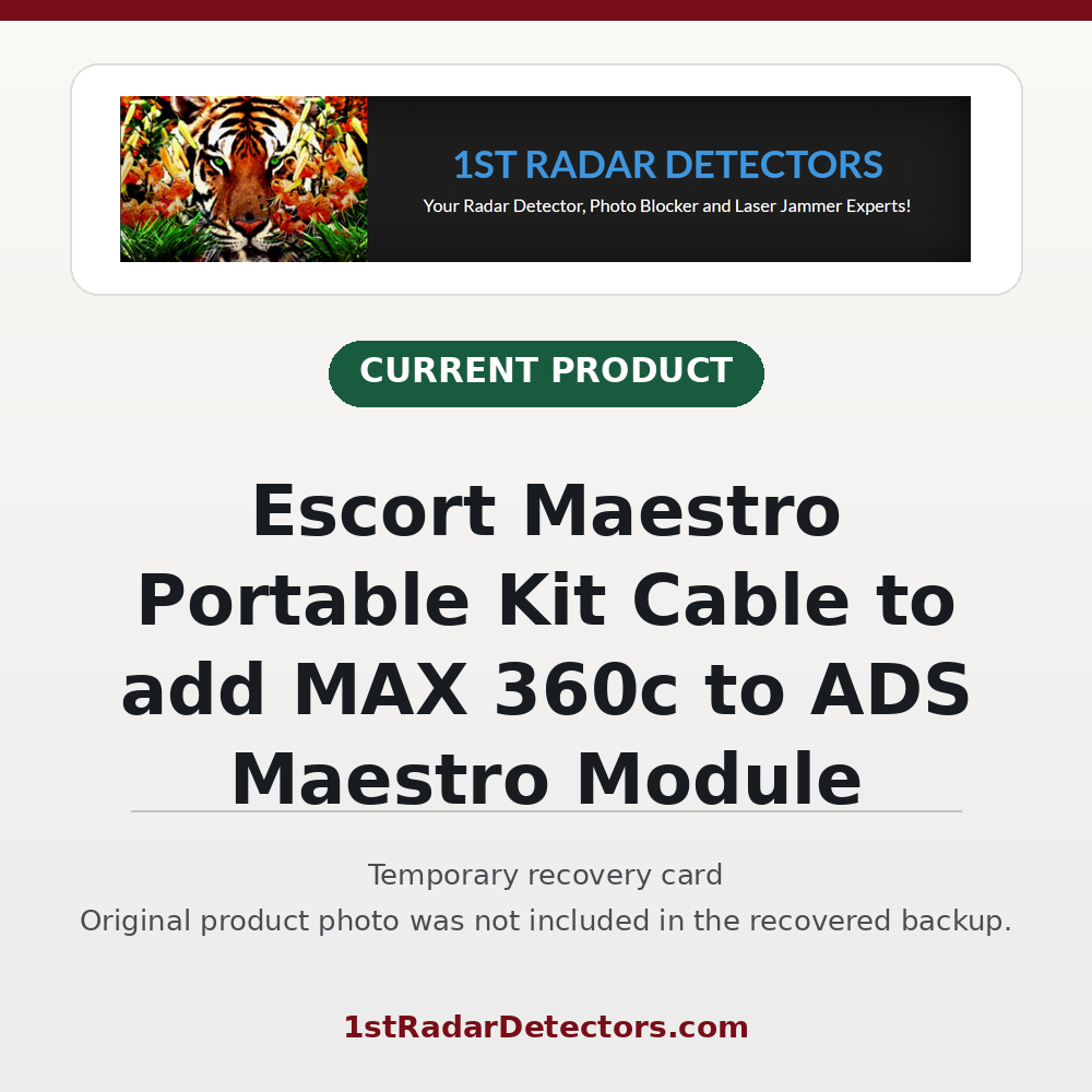 Escort Maestro Portable Kit Cable to add MAX 360c to ADS Maestro Module — original product photo missing from recovered backup