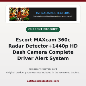 Escort MAXcam 360c Radar Detector+1440p HD Dash Camera Complete Driver Alert System — original product photo missing from recovered backup