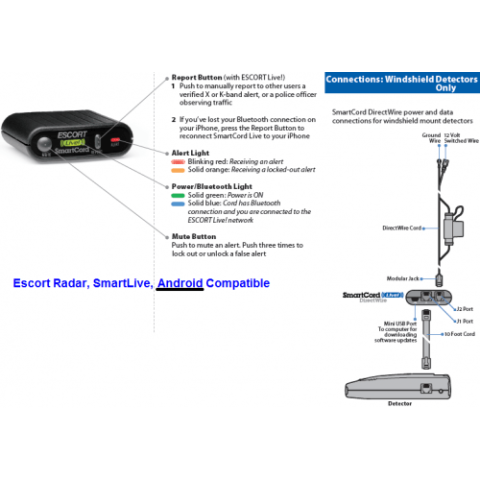 Escort Live, Direct Wire, Radar Detector, Android