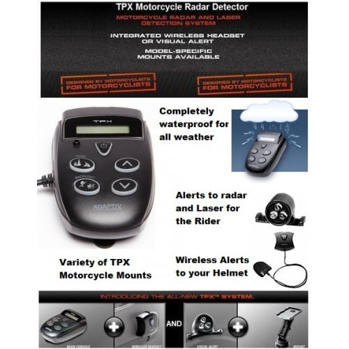 Motorcycle Radar Detector, TPX, Wireless Helmet Alert, LED Alert